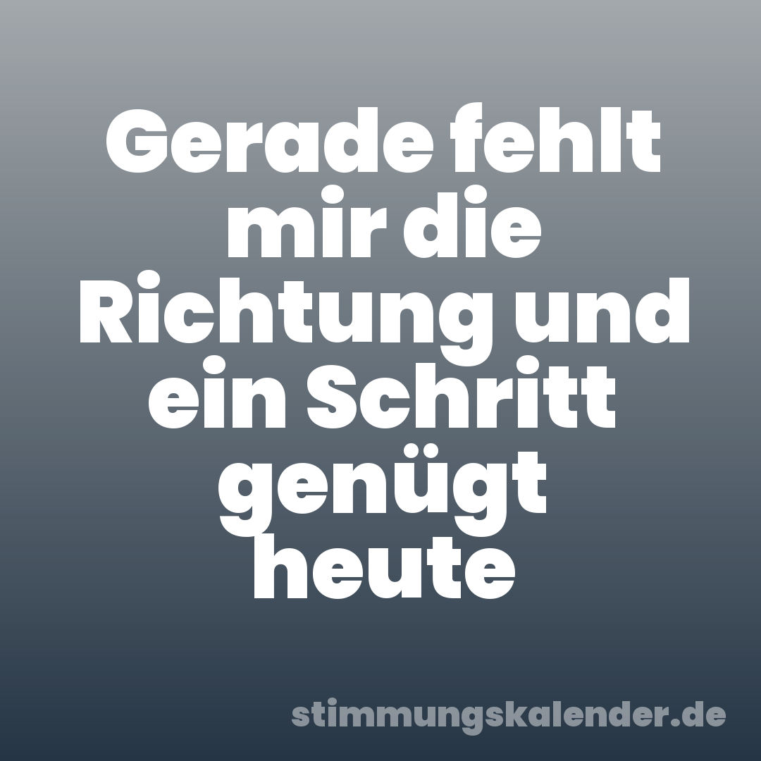 Gerade fehlt mir die Richtung und ein Schritt genügt heute