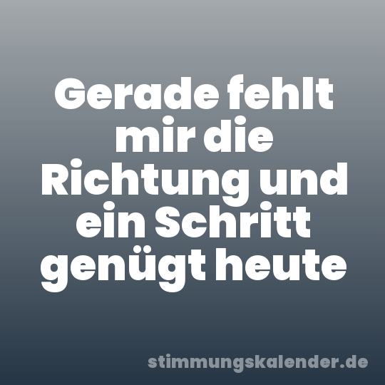 Gerade fehlt mir die Richtung und ein Schritt genügt heute