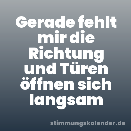 Gerade fehlt mir die Richtung und Türen öffnen sich langsam