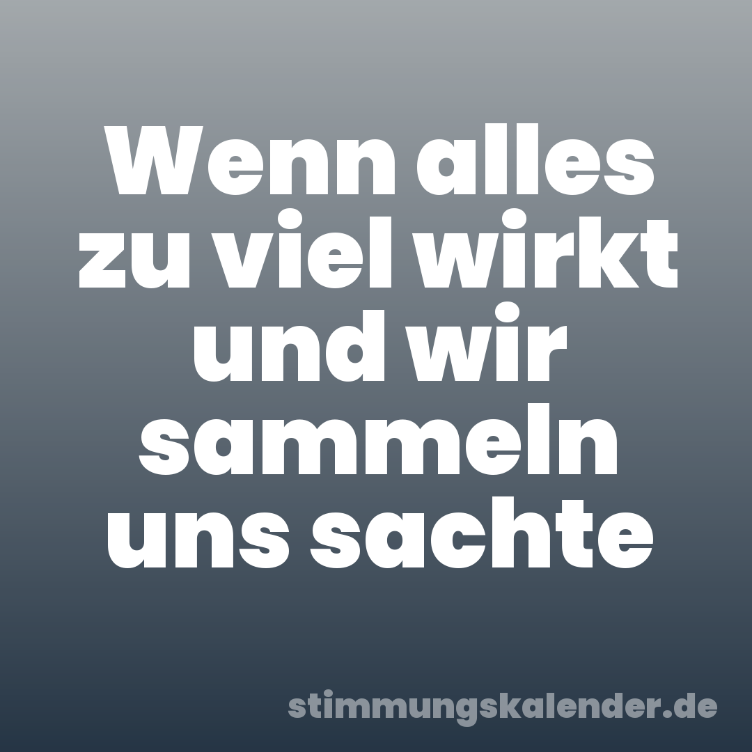 Wenn alles zu viel wirkt und wir sammeln uns sachte