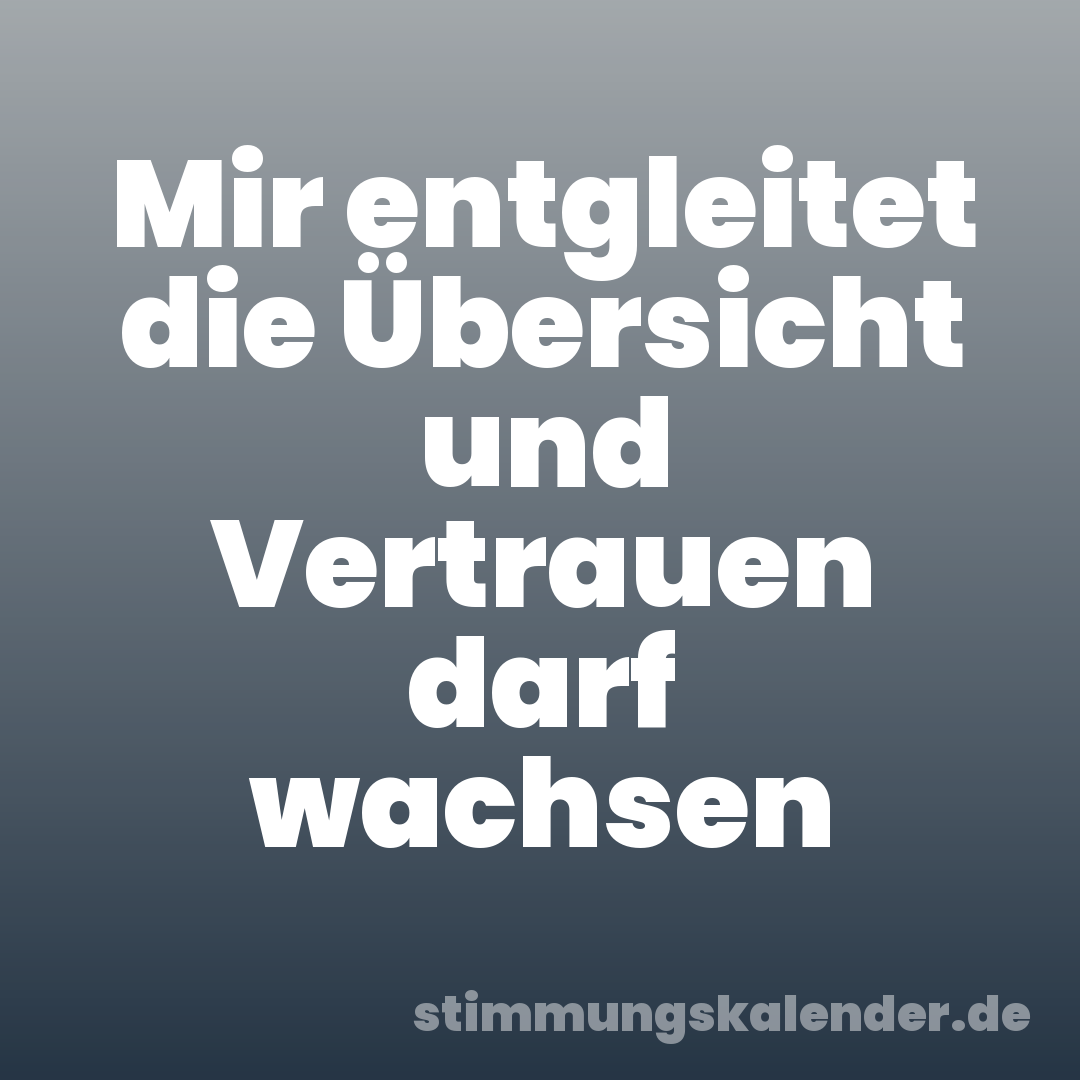 Mir entgleitet die Übersicht und Vertrauen darf wachsen