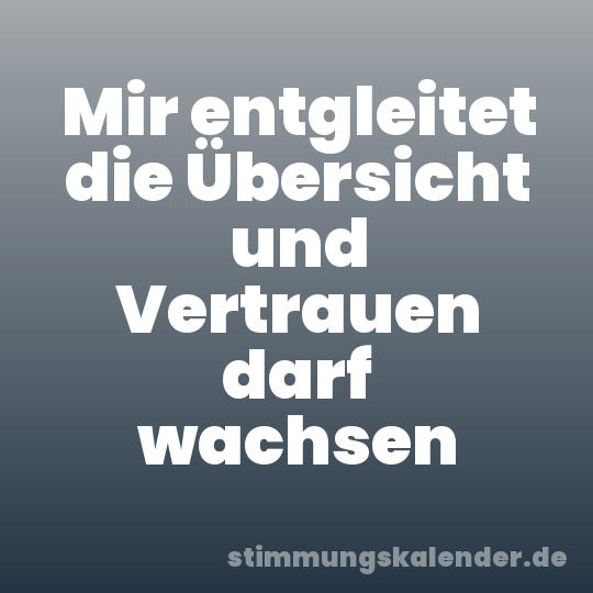 Mir entgleitet die Übersicht und Vertrauen darf wachsen