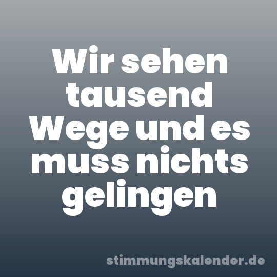 Wir sehen tausend Wege und es muss nichts gelingen