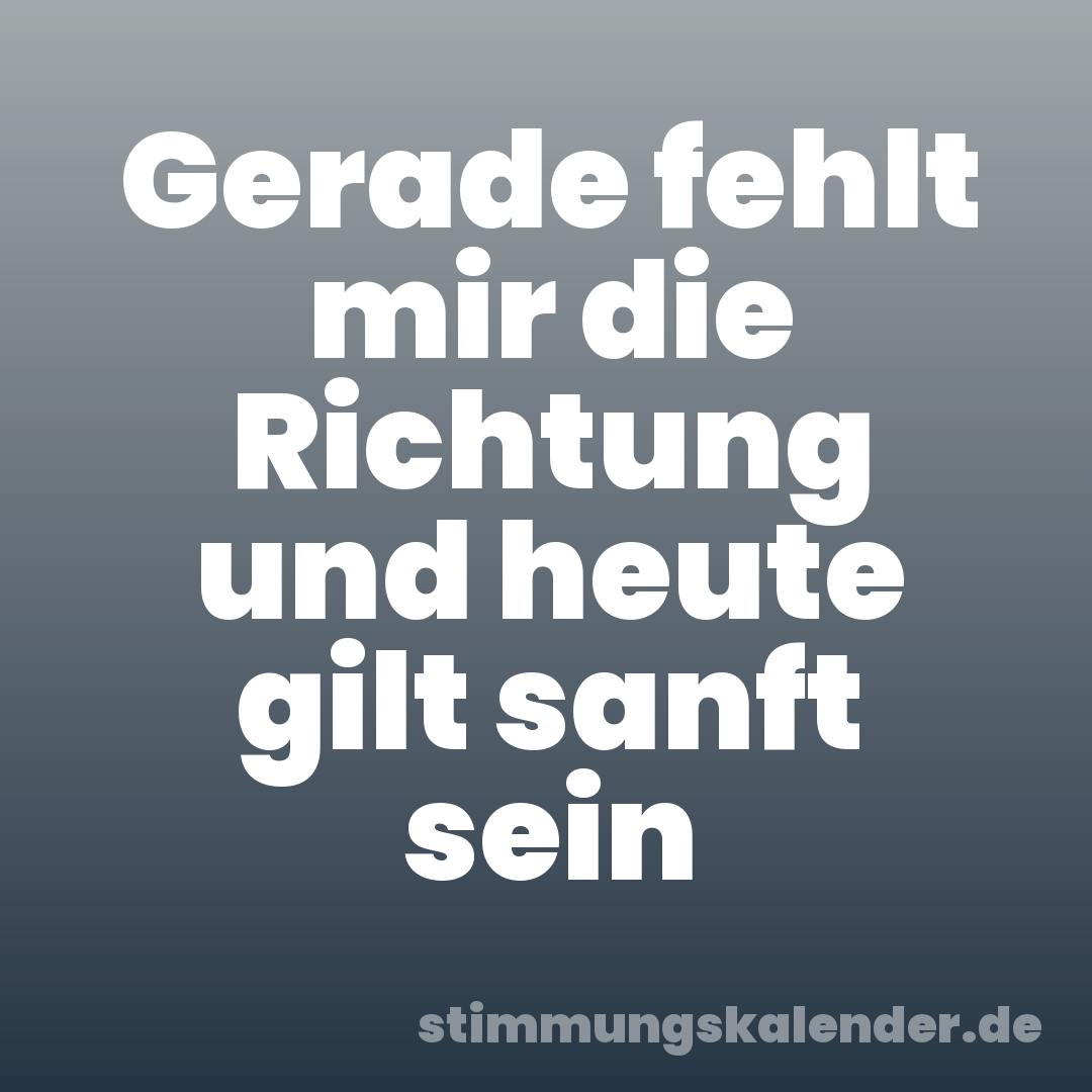 Gerade fehlt mir die Richtung und heute gilt sanft sein