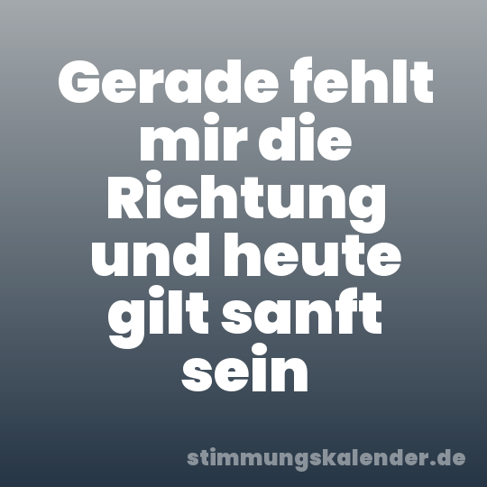 Gerade fehlt mir die Richtung und heute gilt sanft sein