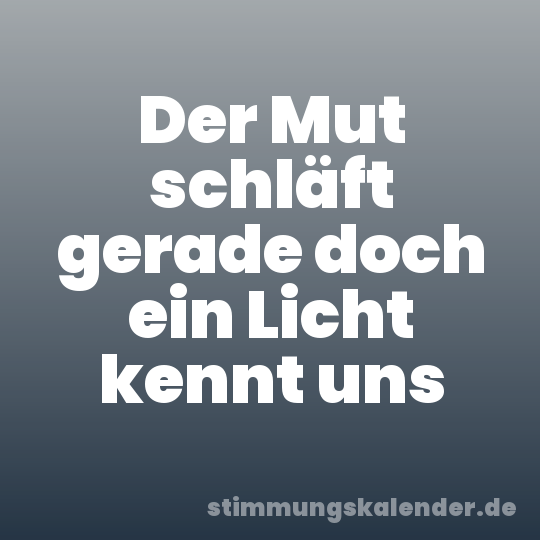 Der Mut schläft gerade doch ein Licht kennt uns