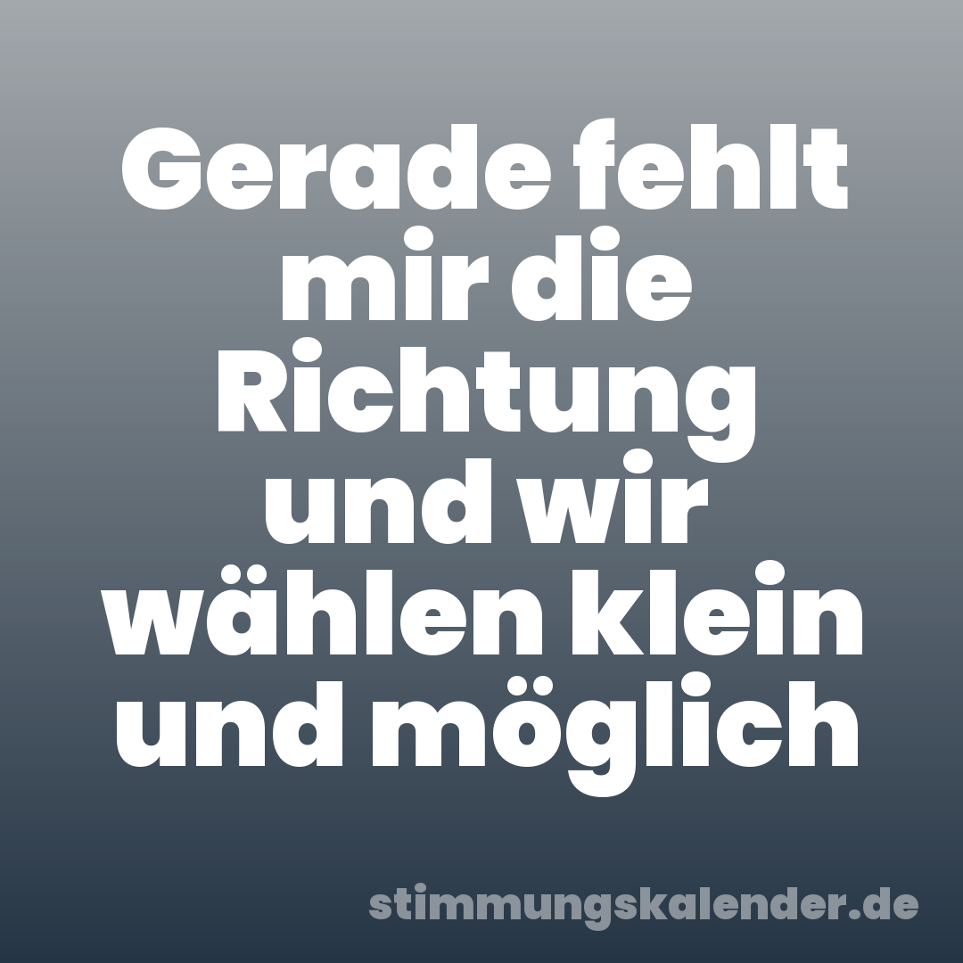 Gerade fehlt mir die Richtung und wir wählen klein und möglich