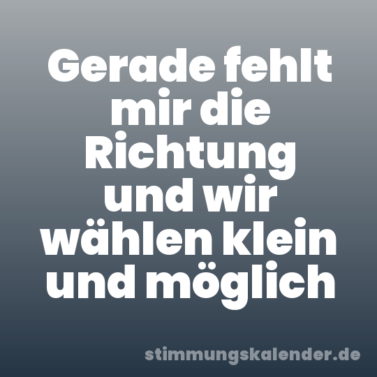 Gerade fehlt mir die Richtung und wir wählen klein und möglich