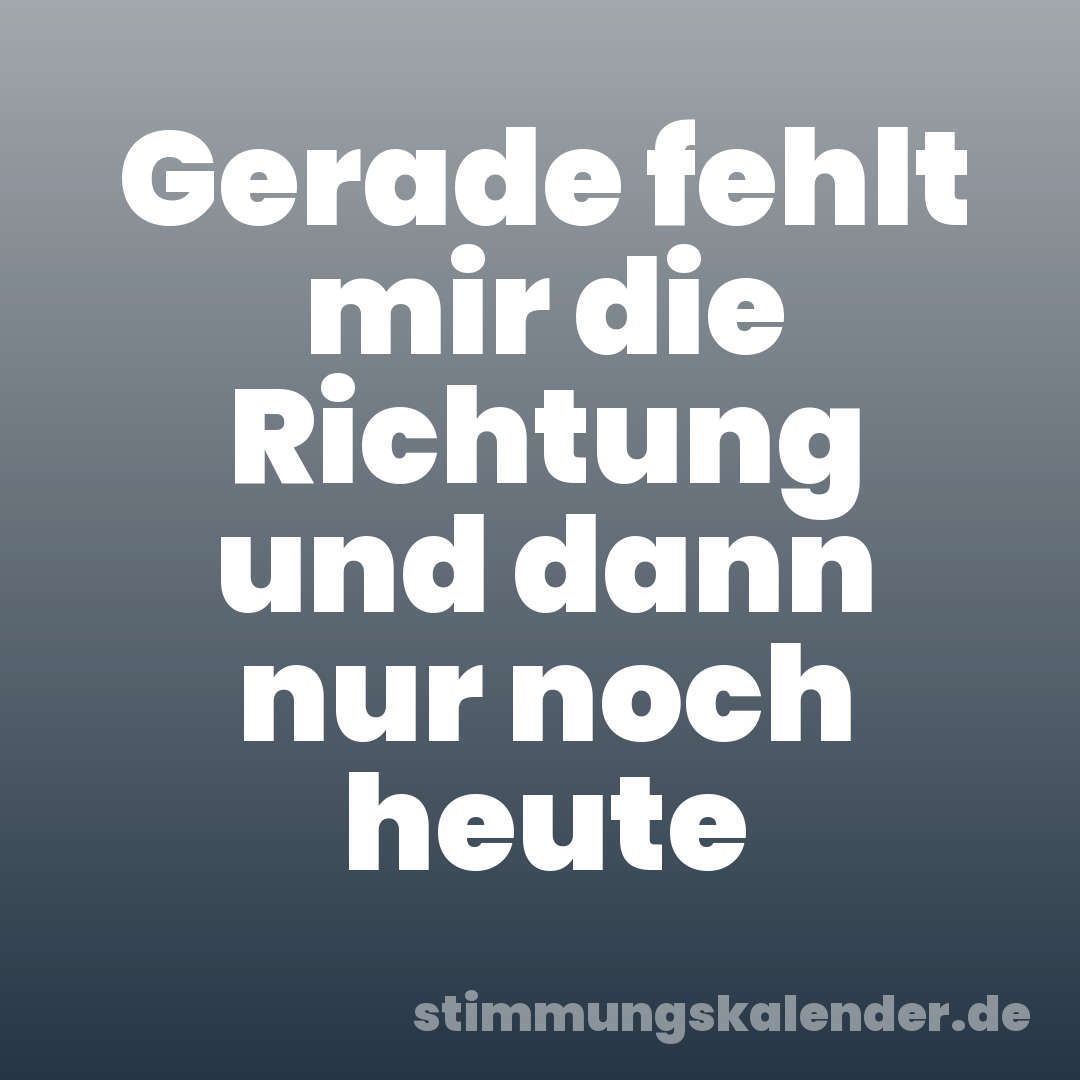 Gerade fehlt mir die Richtung und dann nur noch heute