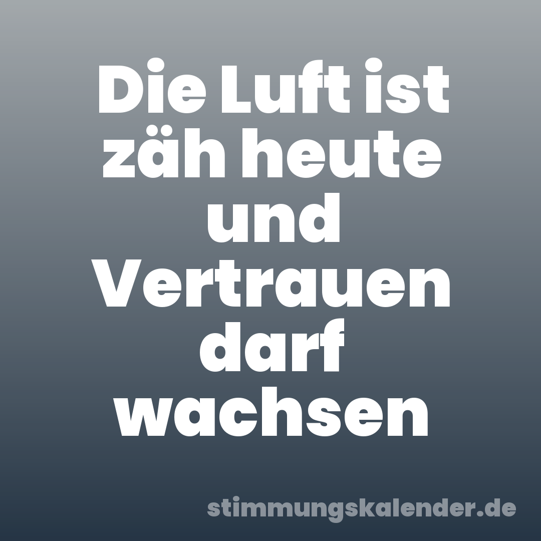 Die Luft ist zäh heute und Vertrauen darf wachsen