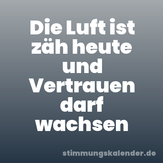 Die Luft ist zäh heute und Vertrauen darf wachsen