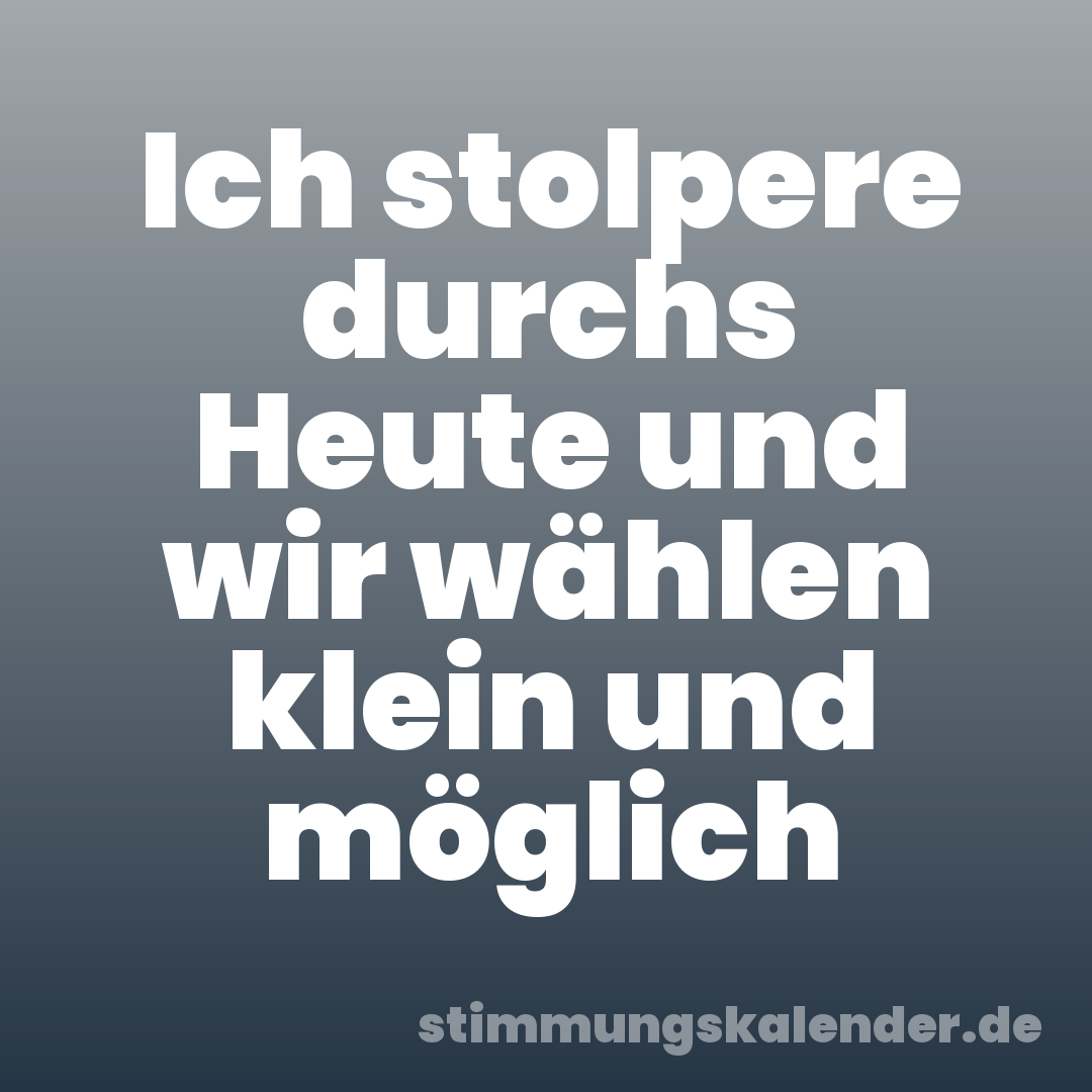 Ich stolpere durchs Heute und wir wählen klein und möglich