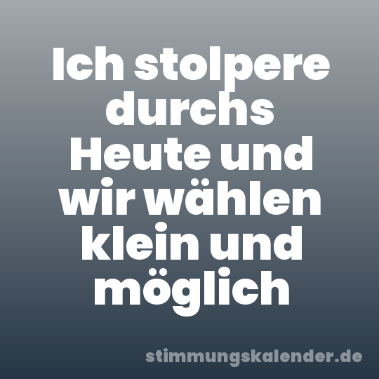 Ich stolpere durchs Heute und wir wählen klein und möglich