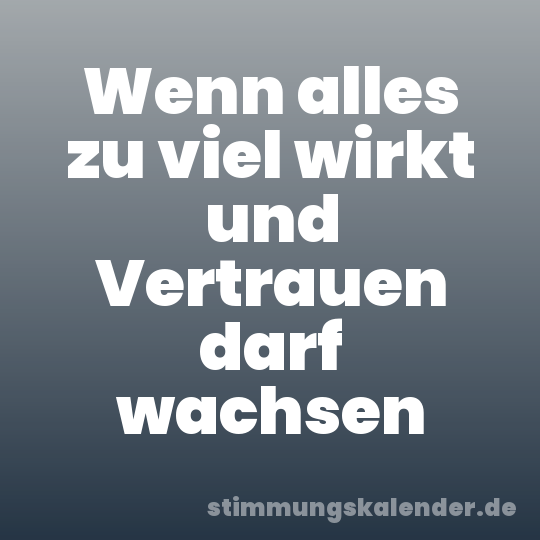 Wenn alles zu viel wirkt und Vertrauen darf wachsen