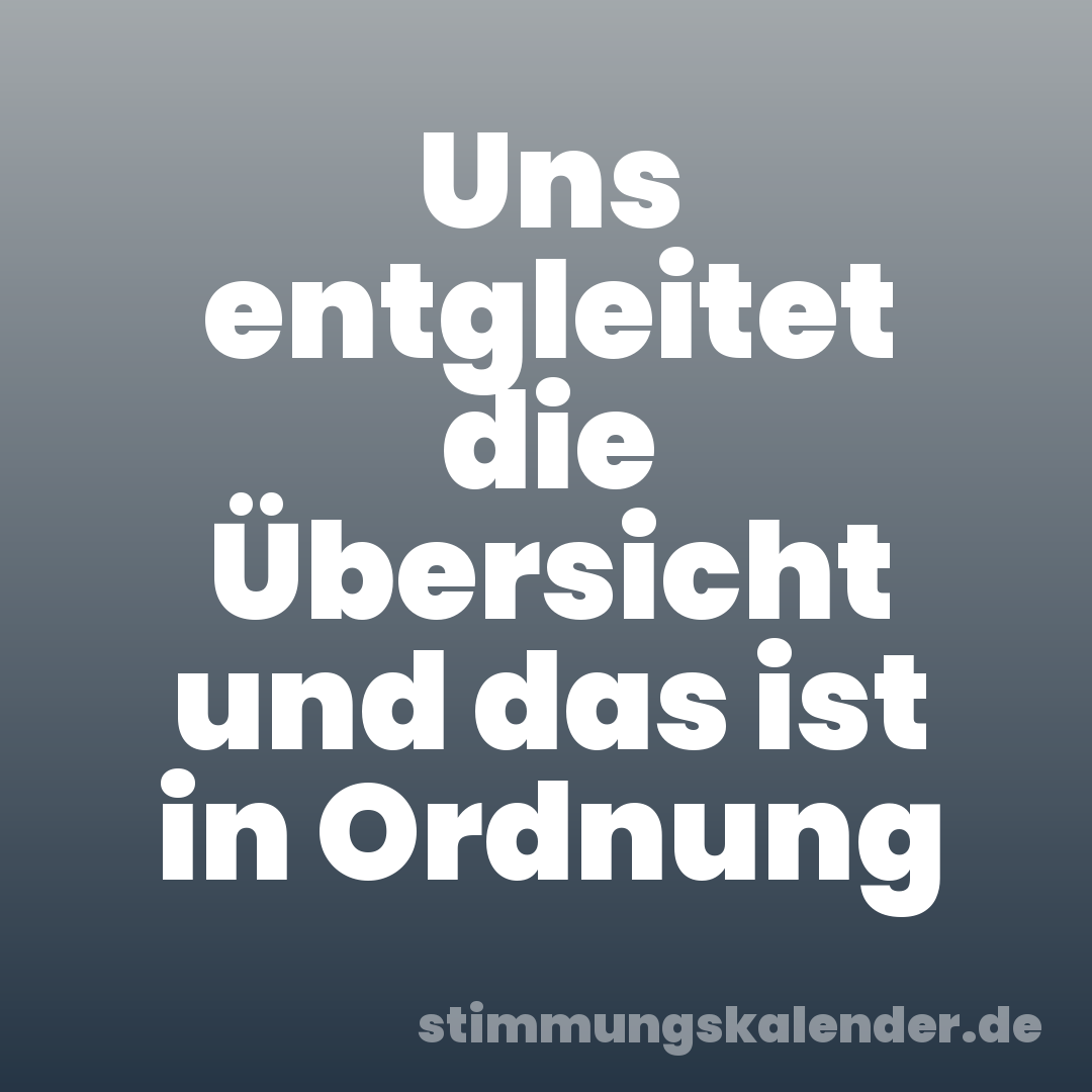 Uns entgleitet die Übersicht und das ist in Ordnung