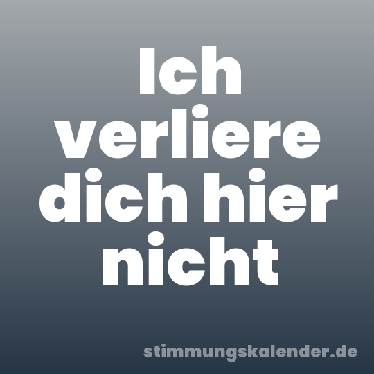 Ich verliere dich hier nicht