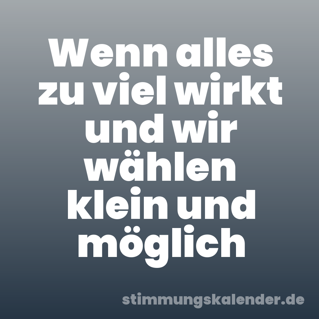 Wenn alles zu viel wirkt und wir wählen klein und möglich