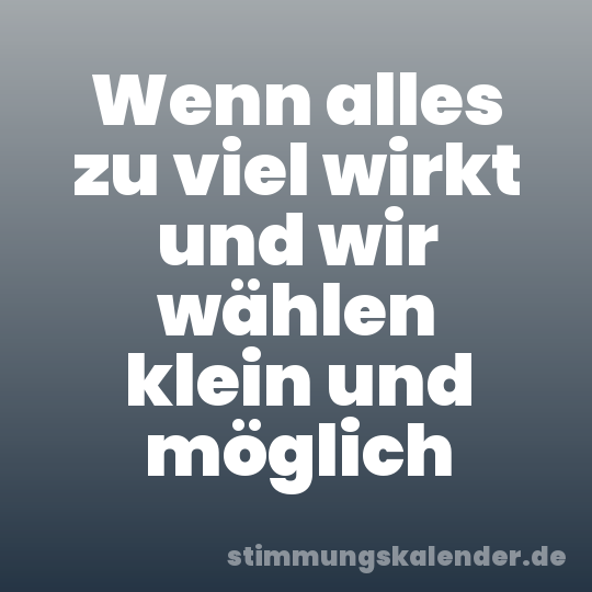 Wenn alles zu viel wirkt und wir wählen klein und möglich