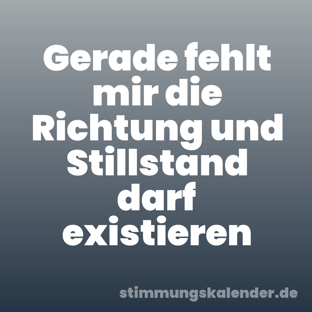 Gerade fehlt mir die Richtung und Stillstand darf existieren