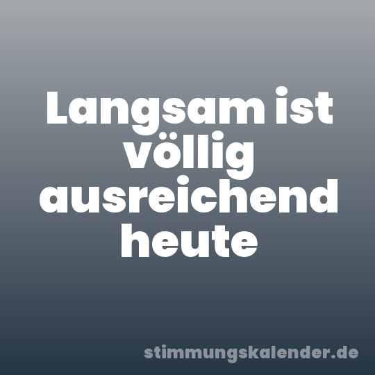 Langsam ist völlig ausreichend heute