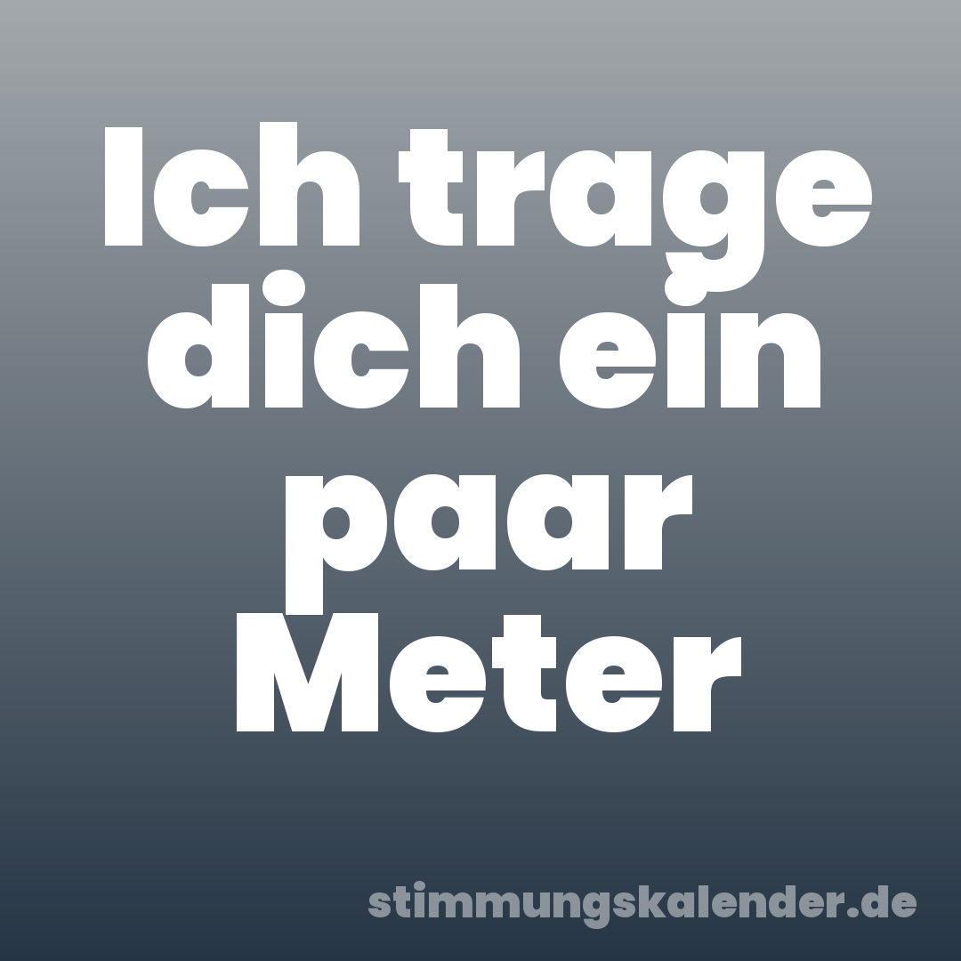 Ich trage dich ein paar Meter