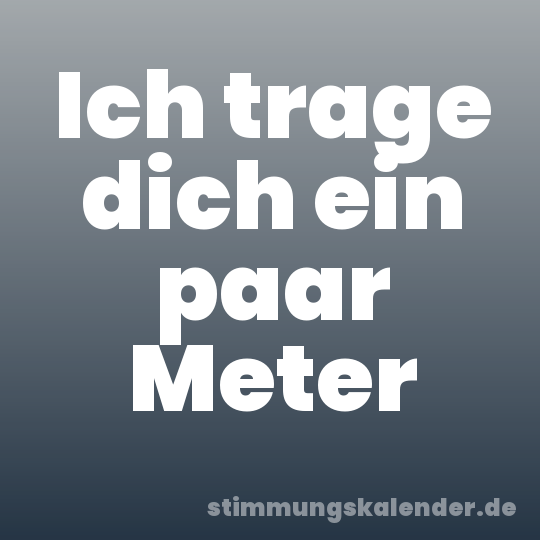 Ich trage dich ein paar Meter