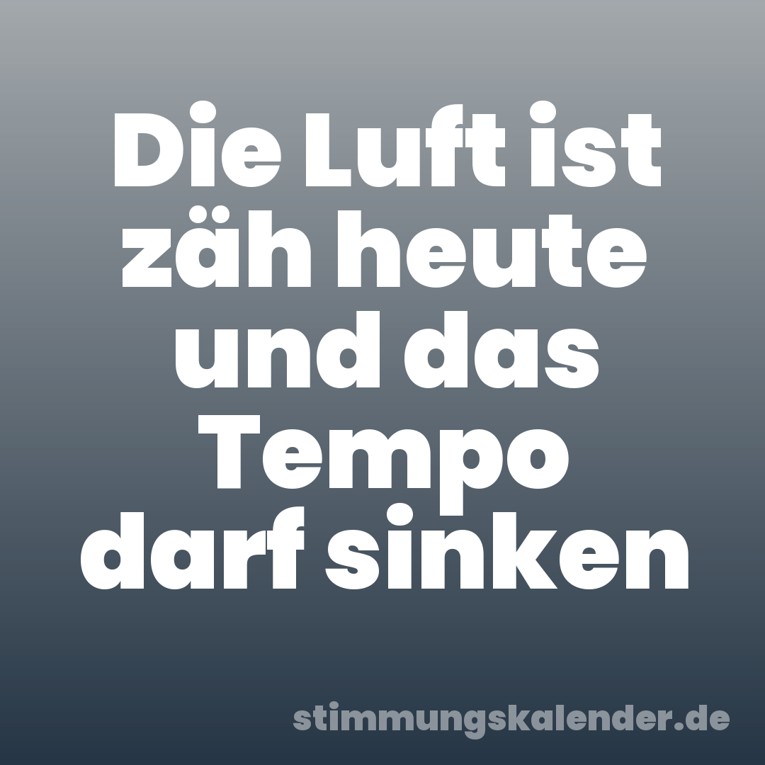 Die Luft ist zäh heute und das Tempo darf sinken
