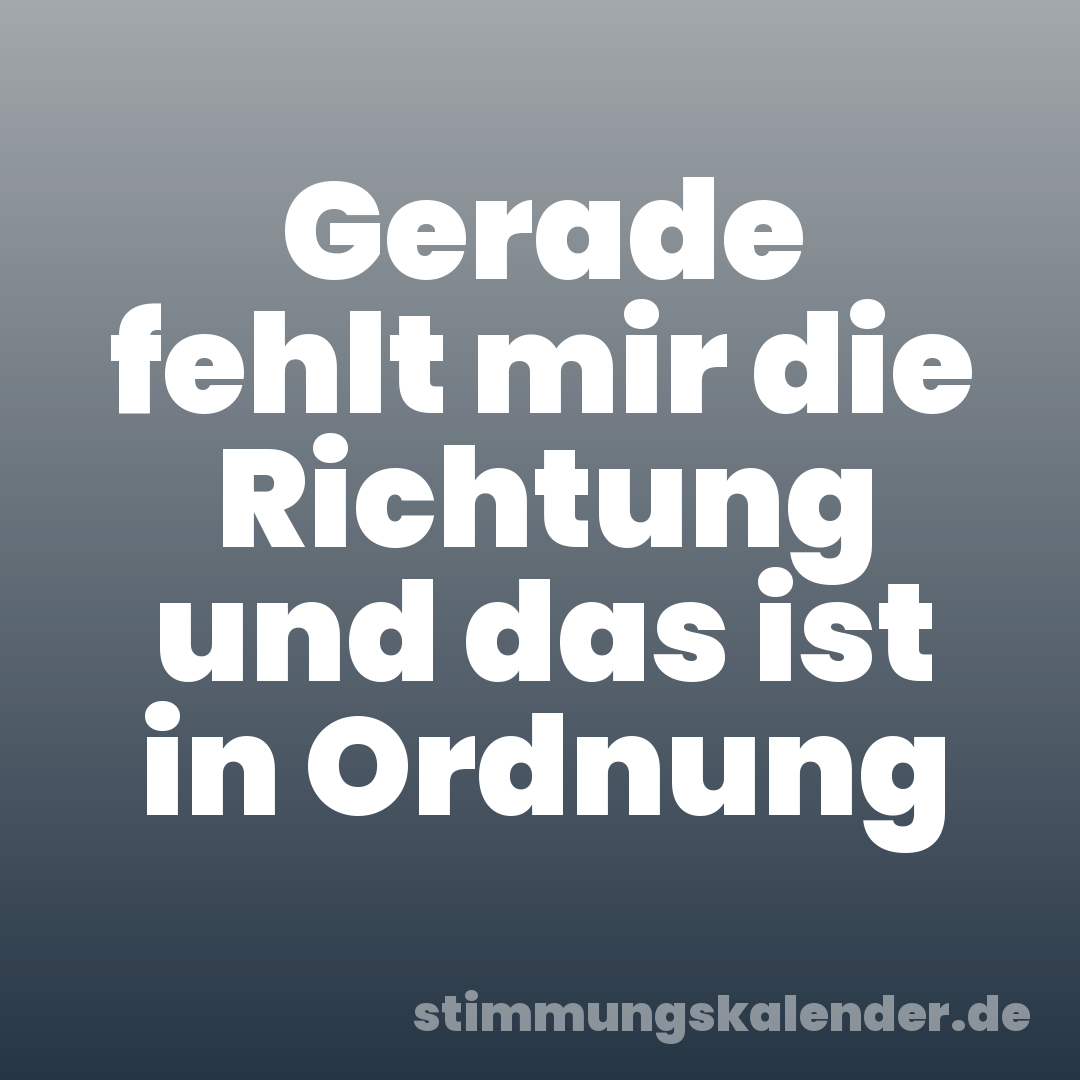 Gerade fehlt mir die Richtung und das ist in Ordnung