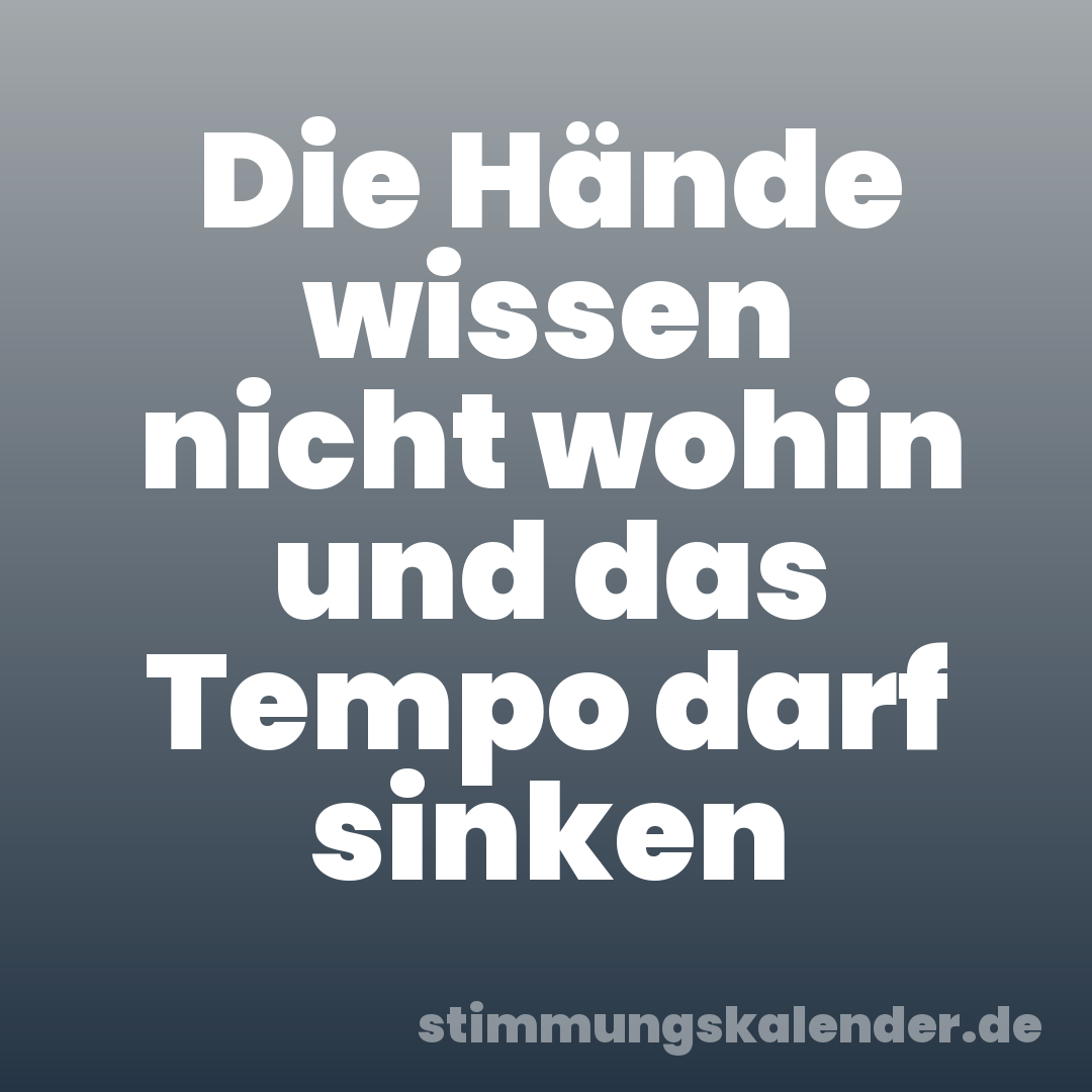 Die Hände wissen nicht wohin und das Tempo darf sinken