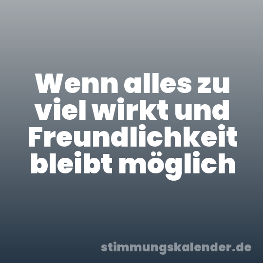 Wenn alles zu viel wirkt und Freundlichkeit bleibt möglich