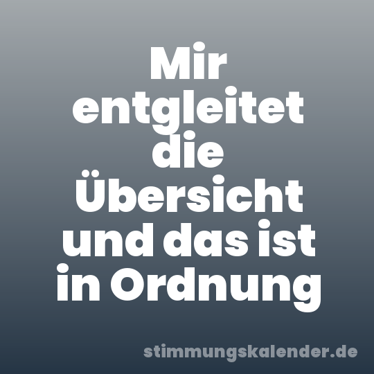 Mir entgleitet die Übersicht und das ist in Ordnung