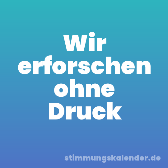 Wir erforschen ohne Druck
