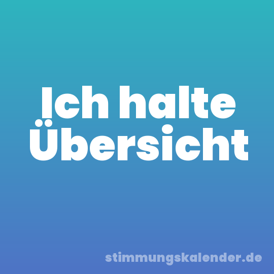 Ich halte Übersicht