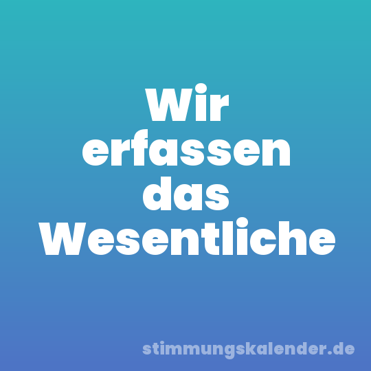 Wir erfassen das Wesentliche