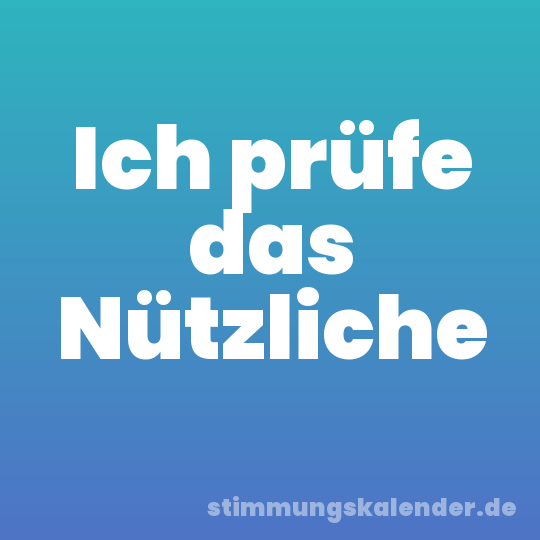 Ich prüfe das Nützliche