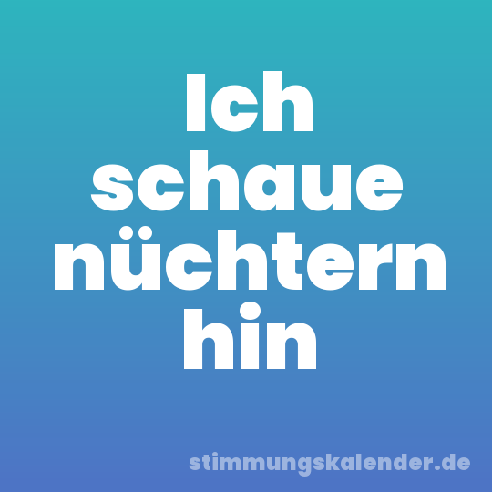 Ich schaue nüchtern hin