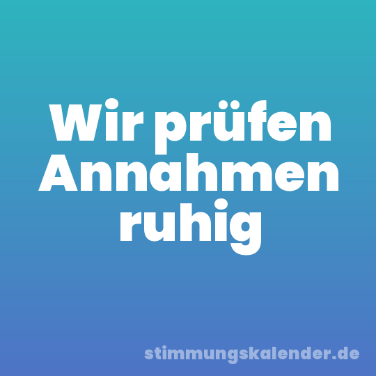 Wir prüfen Annahmen ruhig