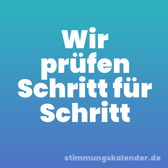 Wir prüfen Schritt für Schritt