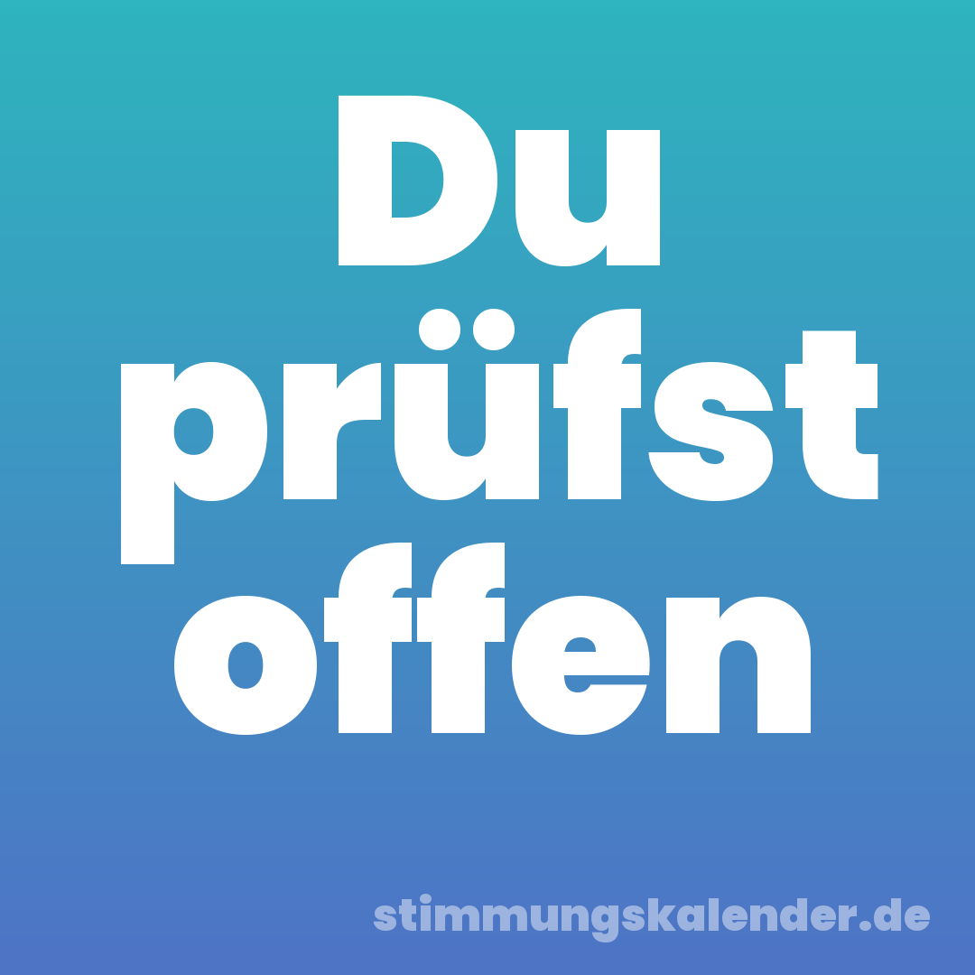 Du prüfst offen