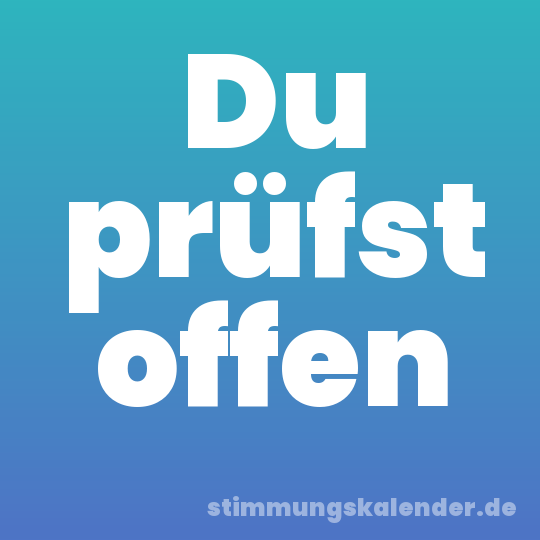 Du prüfst offen