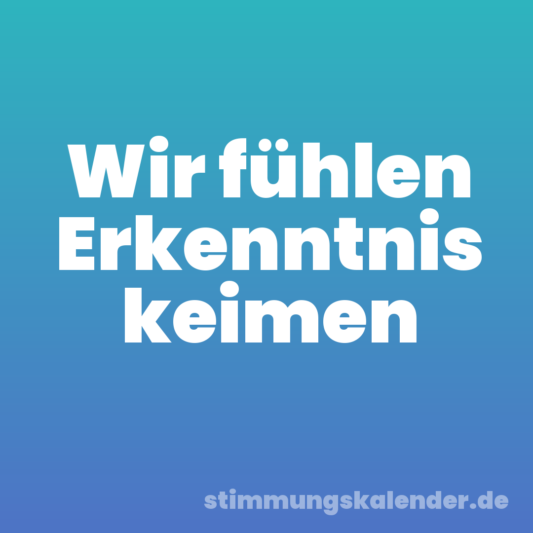 Wir fühlen Erkenntnis keimen