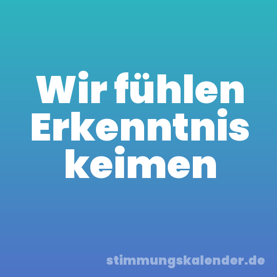 Wir fühlen Erkenntnis keimen