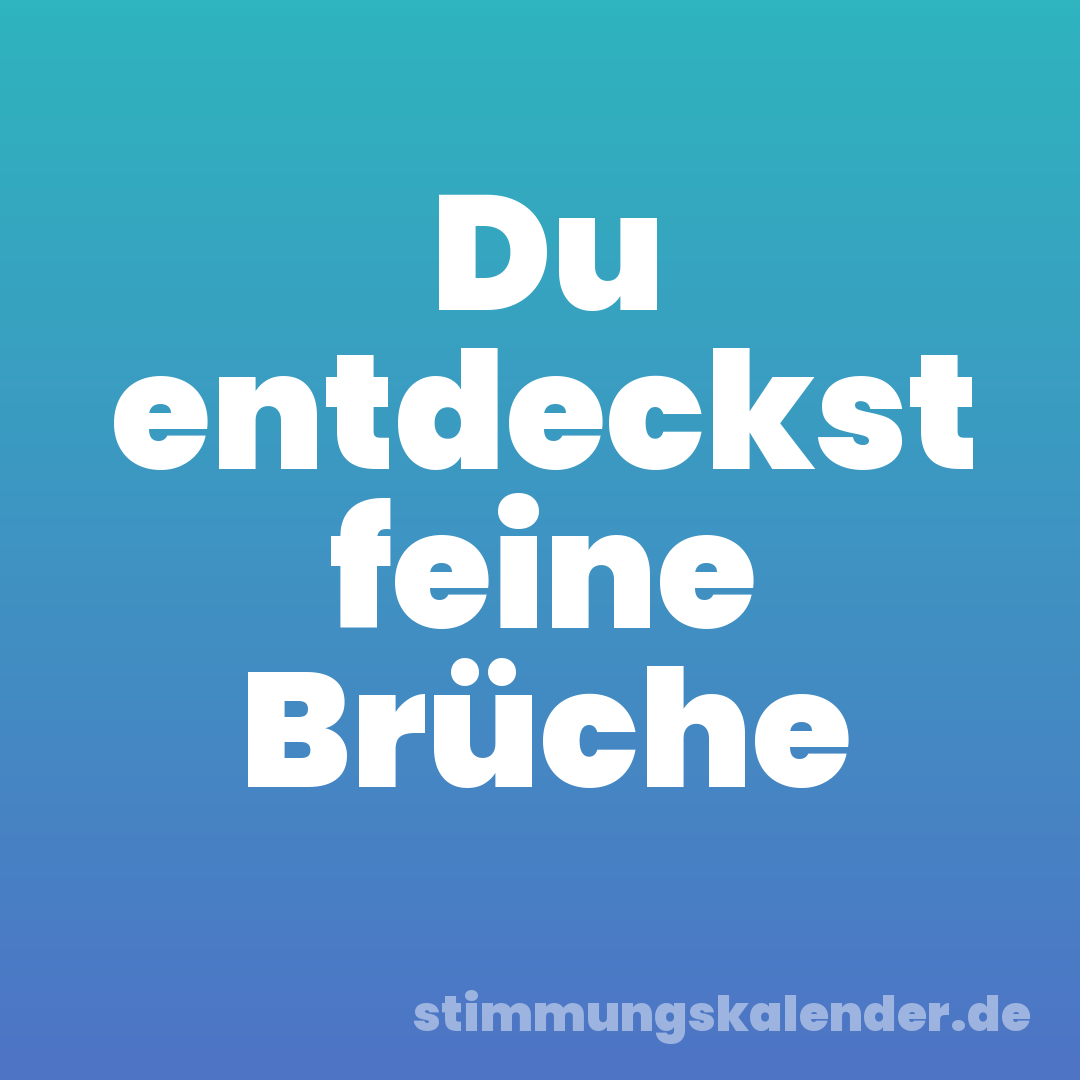 Du entdeckst feine Brüche