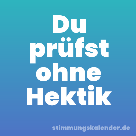 Du prüfst ohne Hektik