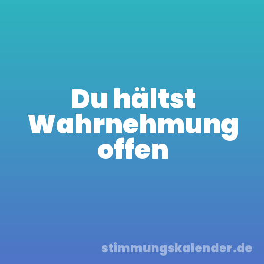 Du hältst Wahrnehmung offen