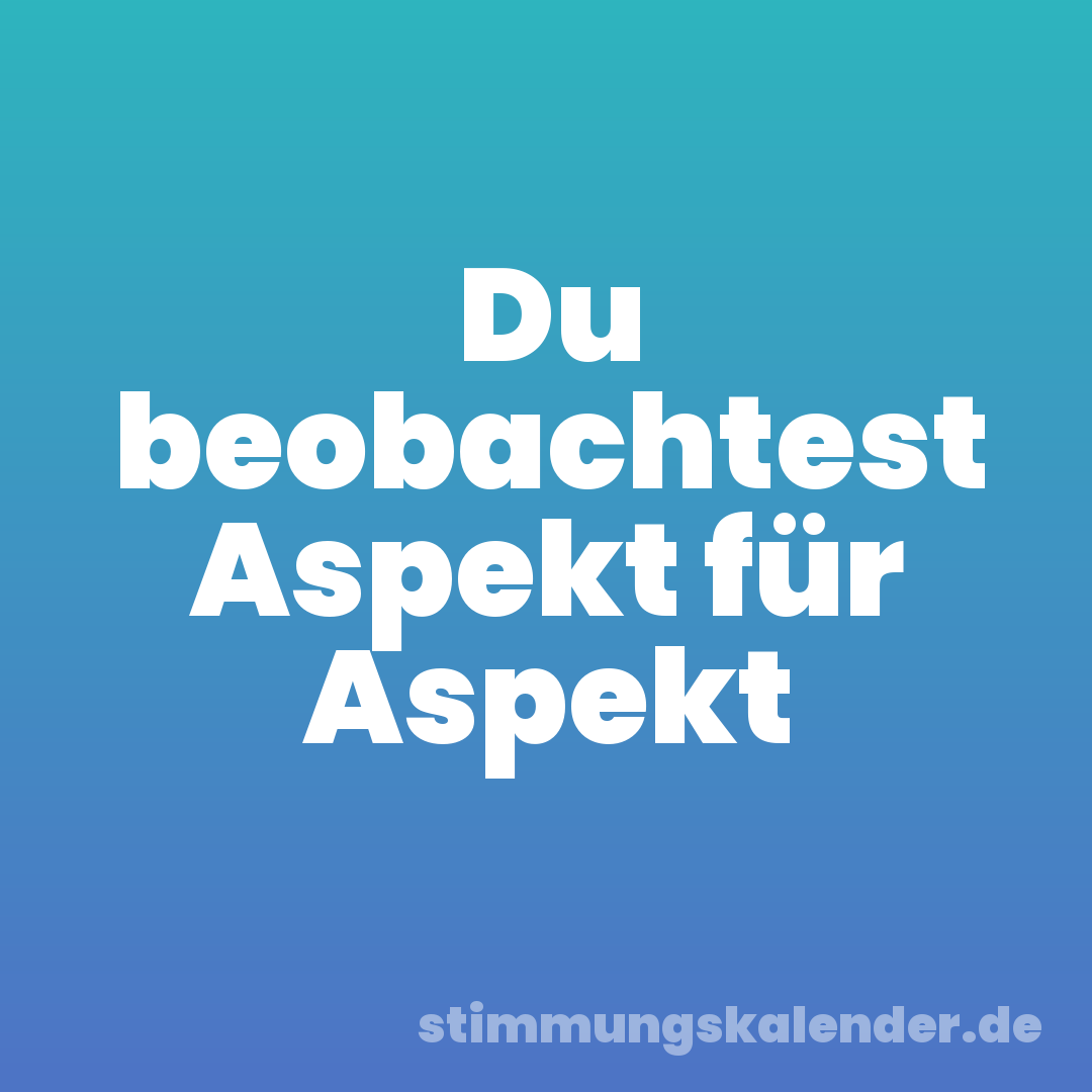 Du beobachtest Aspekt für Aspekt