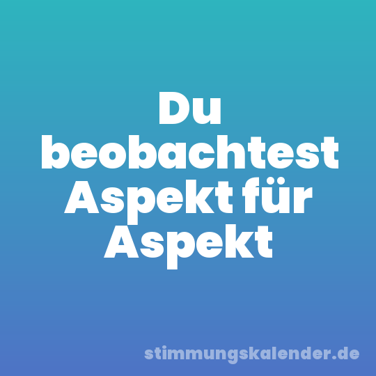 Du beobachtest Aspekt für Aspekt