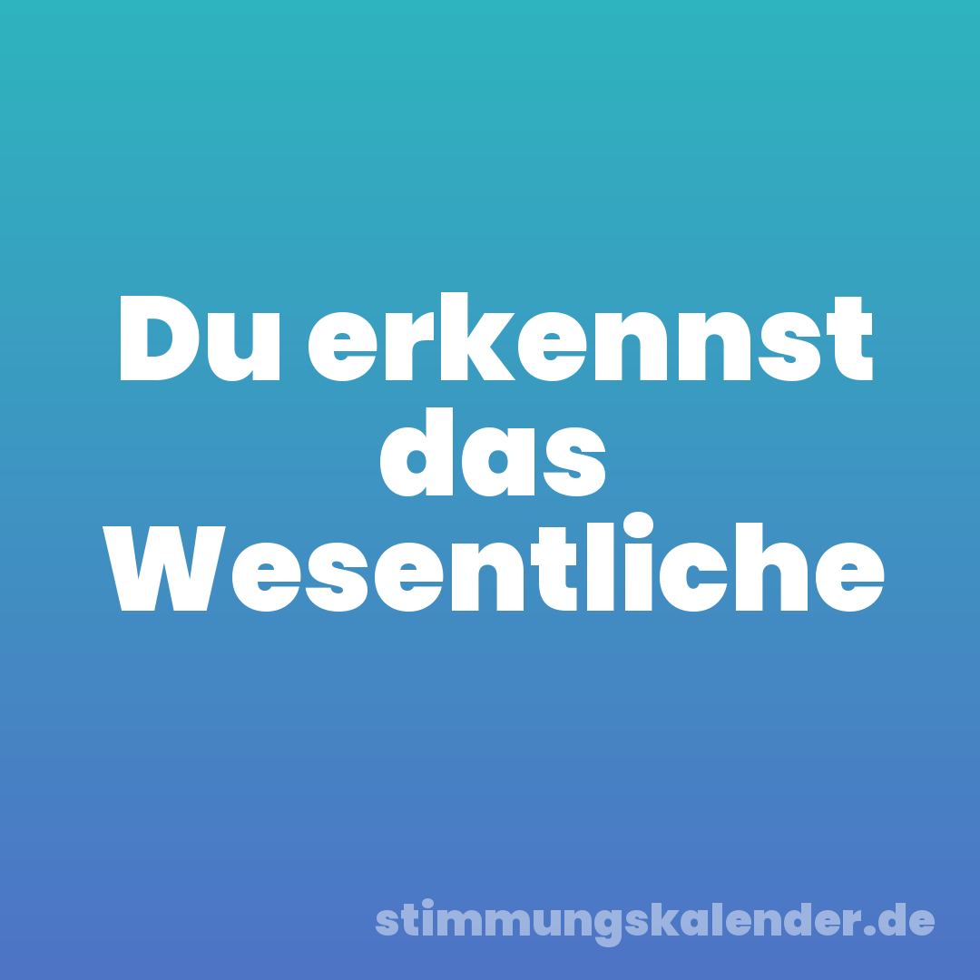 Du erkennst das Wesentliche