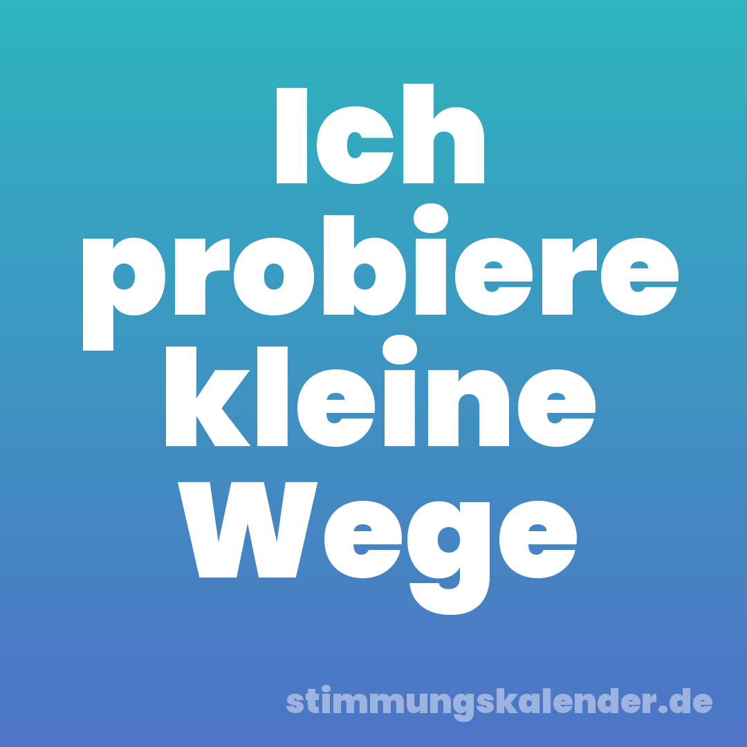 Ich probiere kleine Wege