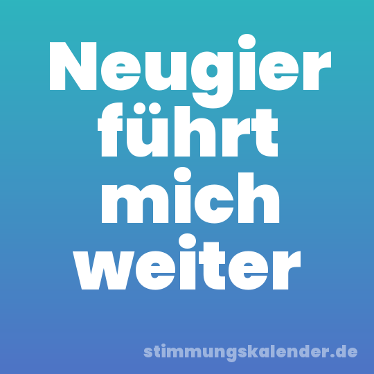 Neugier führt mich weiter